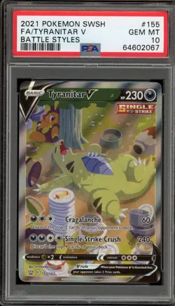 Pokemon Tyranitar V Battle Styles Full Alt Art #155 PSA 10 Gem Mint - Image 1