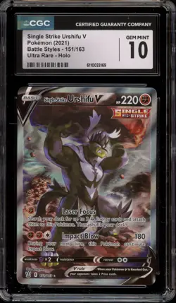 Pokemon Single Strike Urshifu V Battle Styles Full Art #151 CGC 10 Gem Mint - Image 1