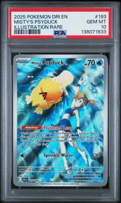 2025 POKEMON DRI EN-DESTINED RIVALS ILLUSTRATION RARE MISTY'S PSYDUCK 193 PSA 10 - Image 1