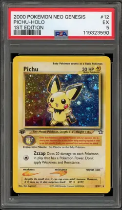 Pokemon Pichu Neo Genesis 1st Edition Holo Rare #12 PSA 5 - Image 1