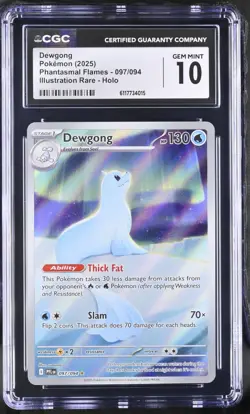 2025 Pokemon Dewgong Phantasmal Flames 097/094 IR CGC GEM MINT 10 - Image 1