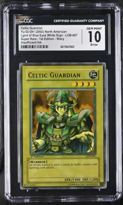 Celtic Guardian LOB-007 1st Edition Wavy Heavy FADED Yugioh CGC 10 Gem Mint *002 - Image 1