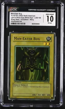 Man-eater Bug LOB-108 1st Edition Wavy Heavy FADED Yugioh CGC 10 Gem Mint *003 - Image 1