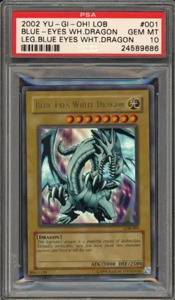 Yu-Gi-Oh! Blue-Eyes White Dragon Legend of Blue Eyes Unlimited LOB-001 PSA 10 - Image 1