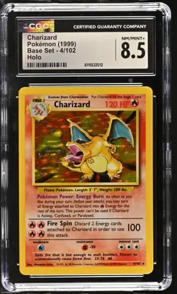 CGC 8.5 Charizard 1999 Base Set 4/102 Holo Pokemon Card - Image 1