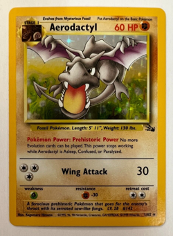 Pokemon TCG Card ~ AERODACTYL ~ 1/62 ~ Fossil ~ HOLO ~ Unlimited ~ WotC - Image 1