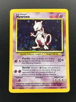 Pokemon Card Mewtwo 10/130 Base Set 2 Holo Rare WOTC Near Mint 2000 - Image 1