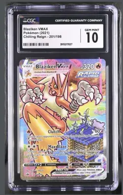 2021 Pokemon SWSH Chilling Reign BLAZIKEN VMAX 201 CGC 10 (Alternate Art Secret) - Image 1