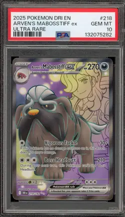 Pokemon Arven's Mabosstiff ex Destined Rivals Ultra Rare #218 PSA 10 Gem Mint - Image 1