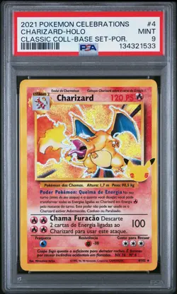 2021 POKEMON CELEBRATIONS CLASSIC COLL PORTUGUESE #4 CHARIZARD-HOLO PSA 9 - Image 1