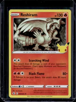 2021 Pokemon SWSH Celebrations Reshiram #002/025 - Image 1