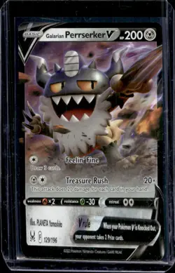 2022 Pokemon SWSH Lost Origin Galarian Perrserker V Holo #129/196 - Image 1