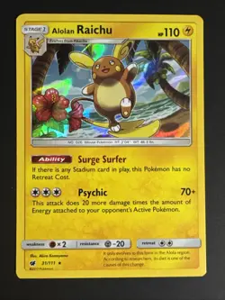 Pokemon TCG - Alolan Raichu 31/111 - Holo Rare - S&M Crimson Invasion *NM - Image 1