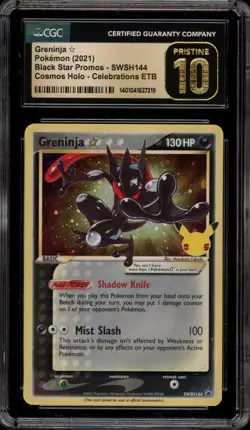 Pokemon Greninja Gold Star Celebrations ETB Holo Promo SWSH144 CGC 10 Pristine - Image 1