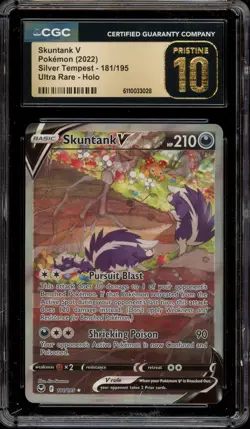 Pokemon Skunktank V Silver Tempest Full Alt Art #181 CGC 10 Pristine - Image 1
