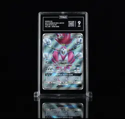 2019 POKEMON SUN & MOON TEAM UP #166 FULL ART/HOOPA GX TAG 9 - Image 1