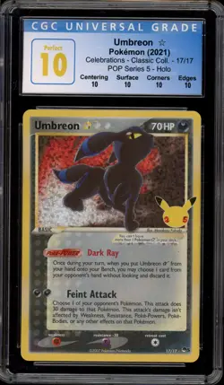 Pokemon Umbreon Gold Star Celebrations Classic Coll. POP Holo #17 CGC 10 PERFECT - Image 1