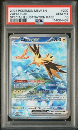 2023 Pokemon 151 Zapdos Ex Special Illus. Rare #202 GEM MT MEW EN PSA 10 - Image 1