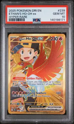2025 POKEMON DRI EN-DESTINED RIVALS HYPER RARE #239 ETHAN'S HO-OH EX PSA 10 - Image 1