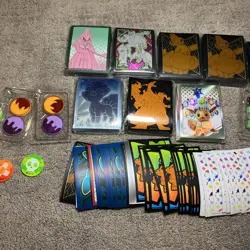Pokemon Accessories Lot ETB Sleeves Dice Damage Coins Charzard Evee HUGE LOT A2 - Image 3