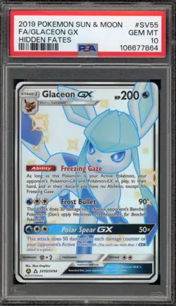 Pokemon Glaceon GX Hidden Fates Full Art #SV55 PSA 10 Gem Mint - Image 1