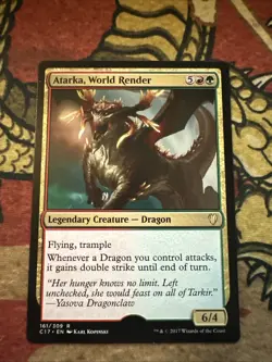 Mtg Magic Commander 2017 Atarka World Render Missing Stamp Misprint Error Card - Image 1