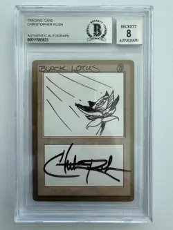 1996 Black Lotus Christopher Rush Sketch MTG Inaugural Autograph 8 RARE - Image 1