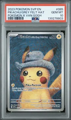 2023 POKEMON SVP POKEMON X VAN GOGH PROMO #085 PIKACHU WITH GREY FELT HAT PSA 10 - Image 1