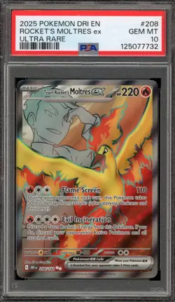 Pokemon Team Rocket's Moltres ex Destined Rivals Ultra Rare #208 PSA 10 Gem Mint - Image 1
