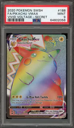 Pokemon Pikachu VMAX Vivid Voltage Secret Rare Full Art #188 PSA 9 Mint - Image 1