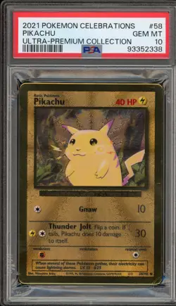 Pokemon Pikachu Celebrations Ultra-Premium Coll. Gold Metal Promo #58 PSA 10 - Image 1