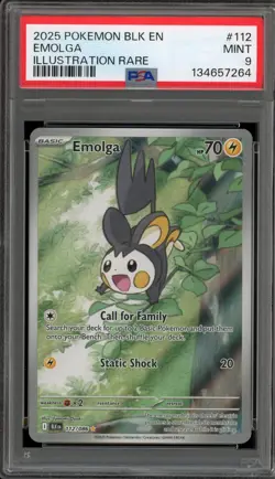 Pokemon Emolga Black Bolt Illustration Rare #112 PSA 9 Mint - Image 1