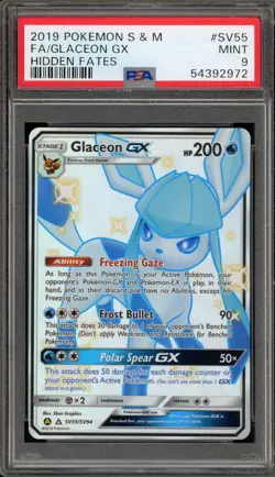 Pokemon Glaceon GX Hidden Fates Full Art #SV55 PSA 9 Mint - Image 1