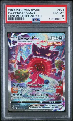 2021 Pokemon Fusion Strike Gengar Vmax Full Art #271 NM-MT SW&SH PSA 8 - Image 1