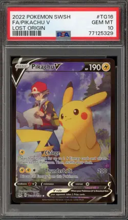 Pokemon Pikachu V Lost Origin Trainer Gallery Full Art #TG16 PSA 10 Gem Mint - Image 1