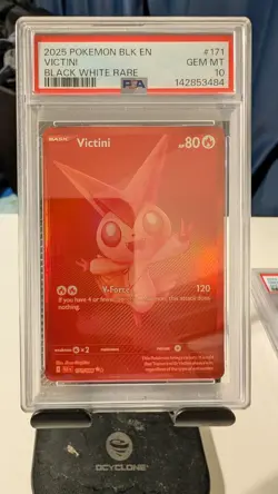 2025 POKEMON BLK EN-BLACK BOLT BLACK WHITE RARE #171 VICTINI PSA 10 - Image 1