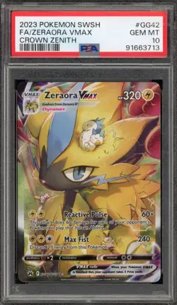 Pokemon Zeraora VMAX Crown Zenith Galarian Gallery Full Art #GG42 PSA 10 - Image 1