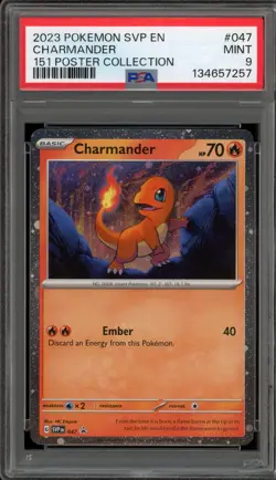 Pokemon Charmander 151 Poster Coll. Holo Promo SVP EN 047 PSA 9 Mint - Image 1