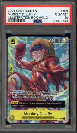 One Piece CCG Monkey.D.Luffy Illustration Bx. Vol. 3 OP07-109 PSA 10 Gem Mint - Image 1
