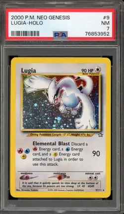 Pokemon Lugia Neo Genesis Unlimited Holo Rare #9 PSA 7 - Image 1