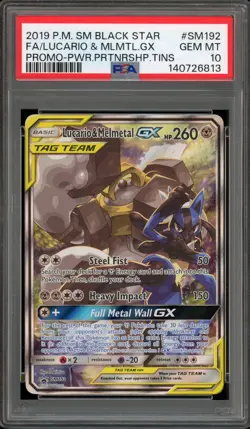 Pokemon Lucari & Melmetal GX Power Partnership Tins Full Art Promo SM192 PSA 10 - Image 1