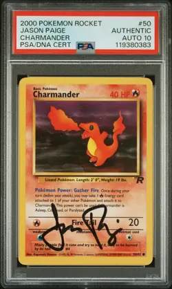 2000 POKEMON ROCKET #50 CHARMANDER PSA AUTHENTIC AUTO 10 - Image 1