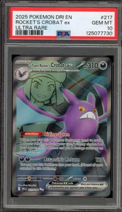 Pokemon Team Rocket's Crobat ex Destined Rivals Ultra Rare #217 PSA 10 Gem Mint - Image 1