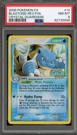 Pokemon Blastoise EX Crystal Guardians Reverse Holo Rare #14 PSA 8 - Image 1