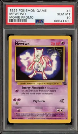 Pokemon Mewtwo WB Movie Black Star Promo #3 PSA 10 Gem Mint - Image 1