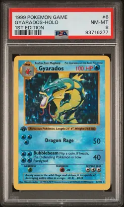 PSA 8 NM-MT Gyarados Holo 1st Edition Shadowless Base Set Pokemon Game 1999 - Image 1