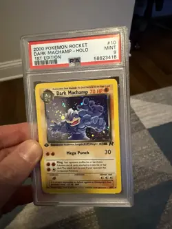 2000 POKEMON ROCKET 1ST EDITION #10 DARK MACHAMP-HOLO PSA 9 SWIRL!! - Image 1
