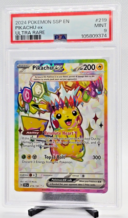 2024 POKEMON SSP EN-SURGING SPARKS ULTRA RARE #219 PIKACHU EX PSA 9 - Image 1