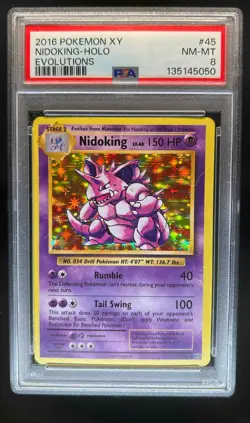 2016 Pokemon XY Evolutions Nidoking Holo #45/108 PSA 8 - Image 1