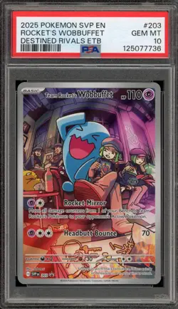 Pokemon Team Rocket's Wobbuffet Destined Rivals ETB Promo SVP EN 203 PSA 10 - Image 1